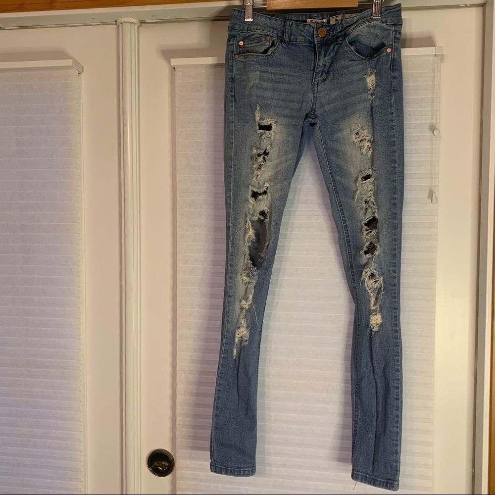 Indigo Rein Distressed Ripped Skinny Jeans Size 5‎
